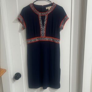 Michael Kors navy Mini Dress with orange and white blue Details